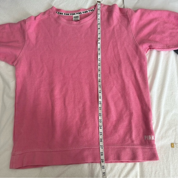 PINK Victoria's Secret Ribbed Bubble Gum Pink Crewneck Sweatshirt - Picture 4 of 12